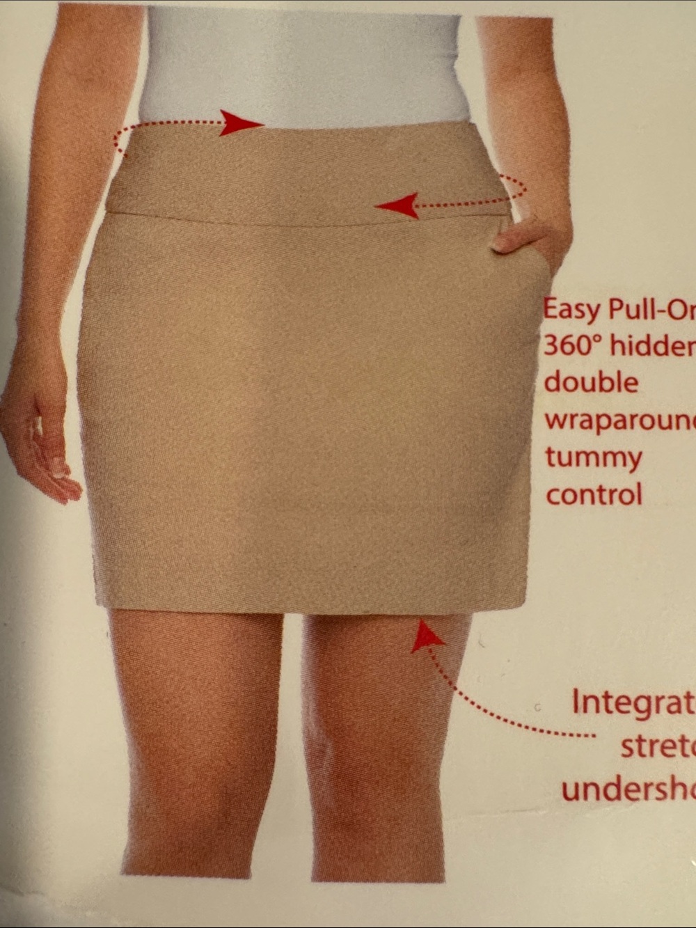UP! Tan Pull On Tummy Control Skort